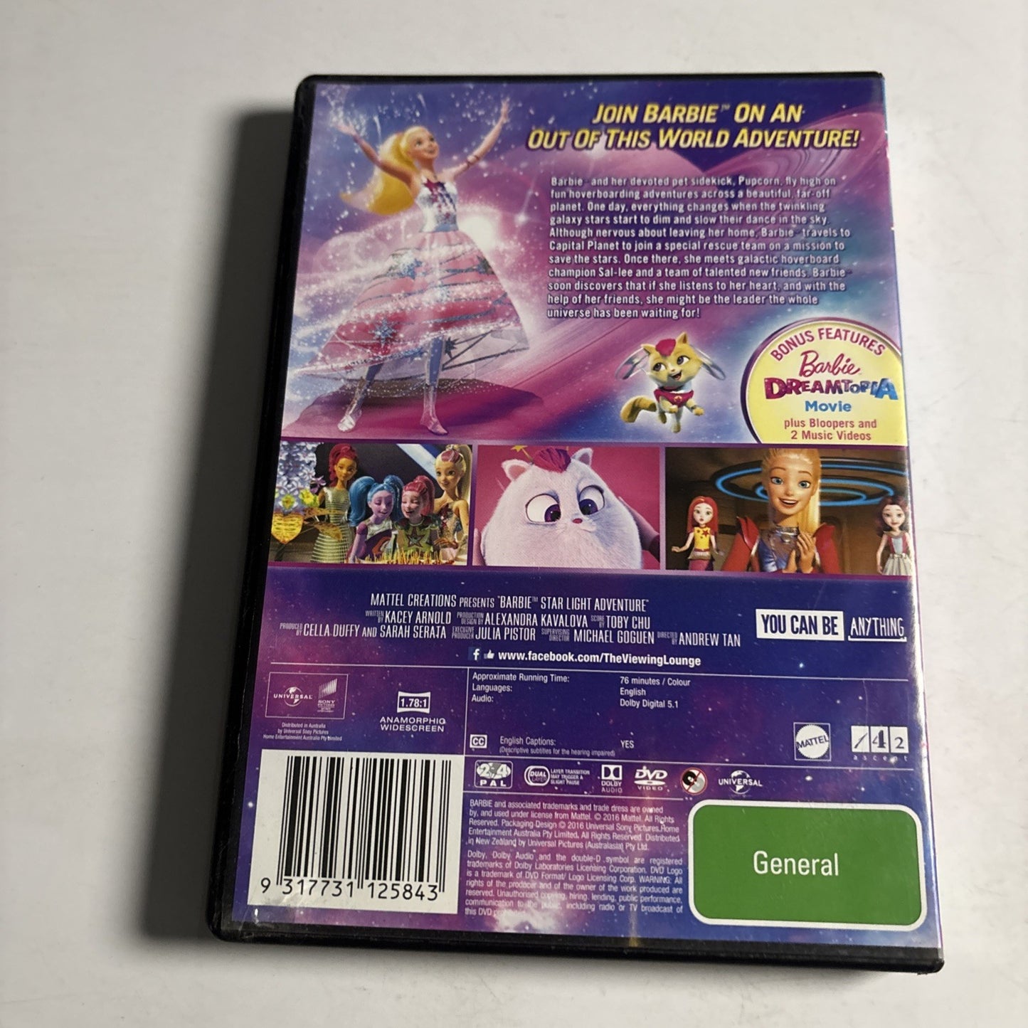 Barbie In Starlight Adventure (DVD, 2016) Animation Region 4 &2