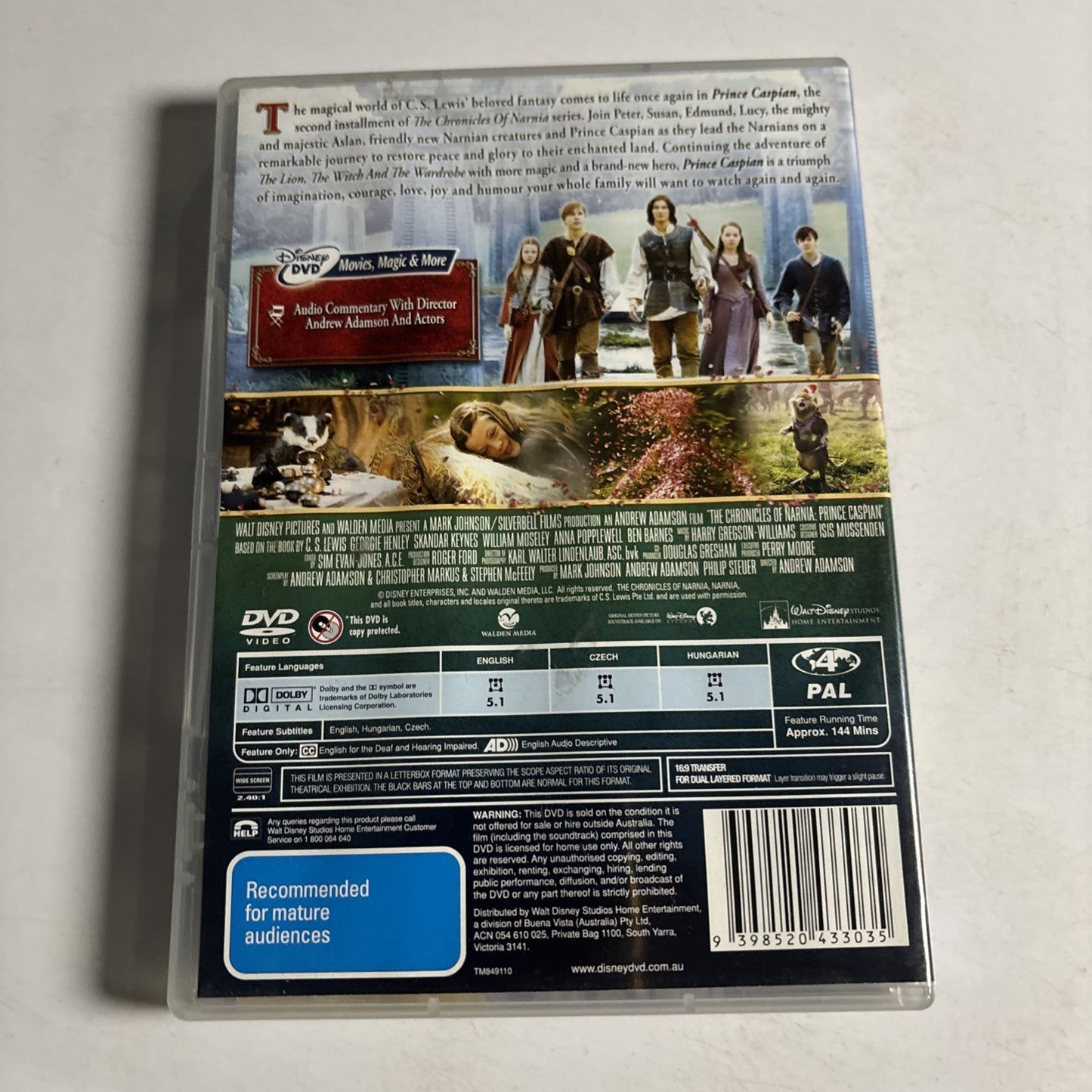 The Chronicles of Narnia: Prince Caspian (DVD, 2008) Disney Film Region 4