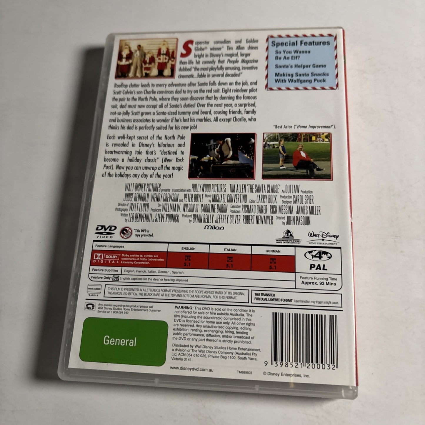 The Santa Clause (DVD, 1994) Tim Allen Disney Film Region 4