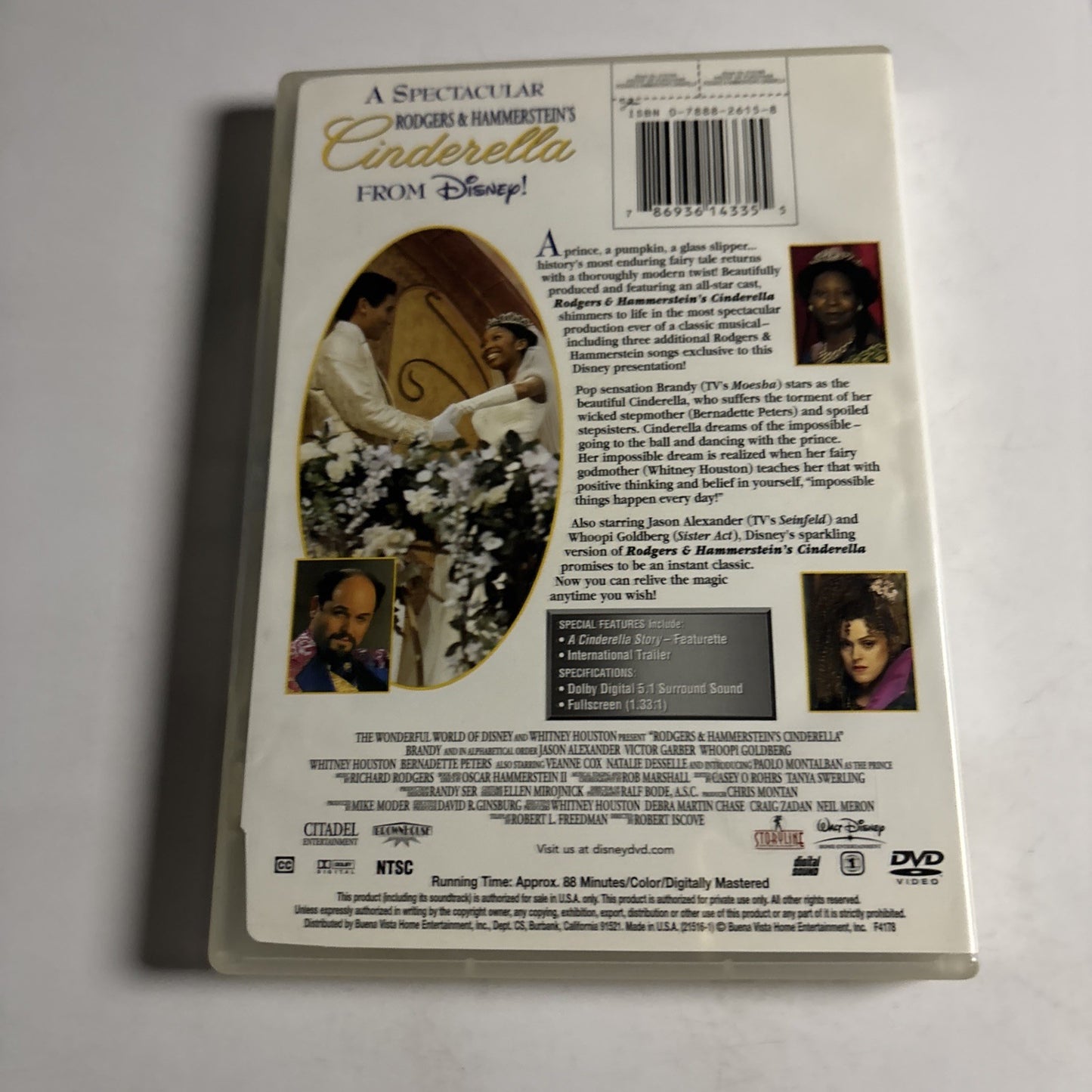 Rodgers & Hammersteins Cinderella (DVD, 1997) Brandy, Whitney Houston Region 1