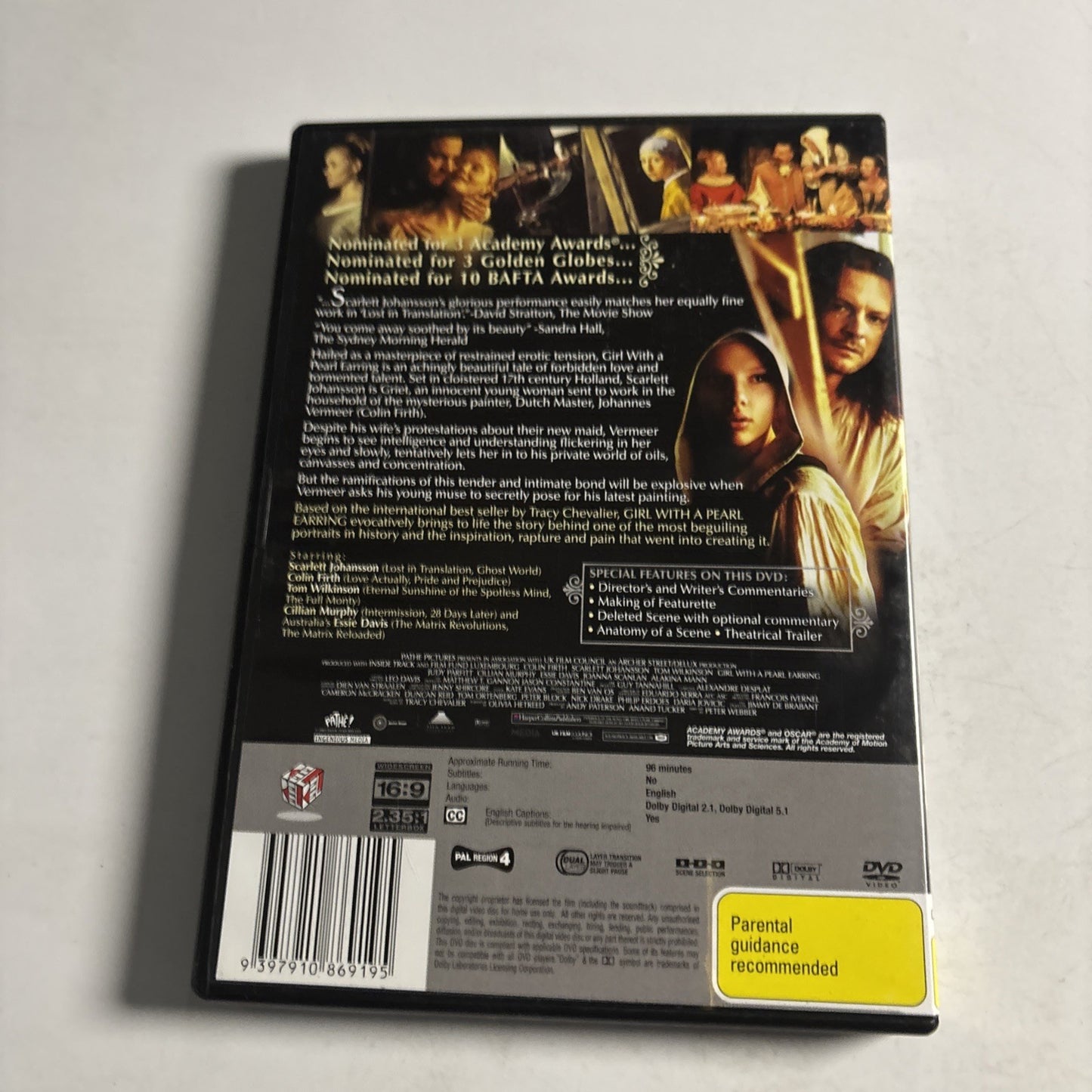 Girl With A Pearl Earring (DVD,2003) Scarlett Johansson, Colin Firth Region4 NEW