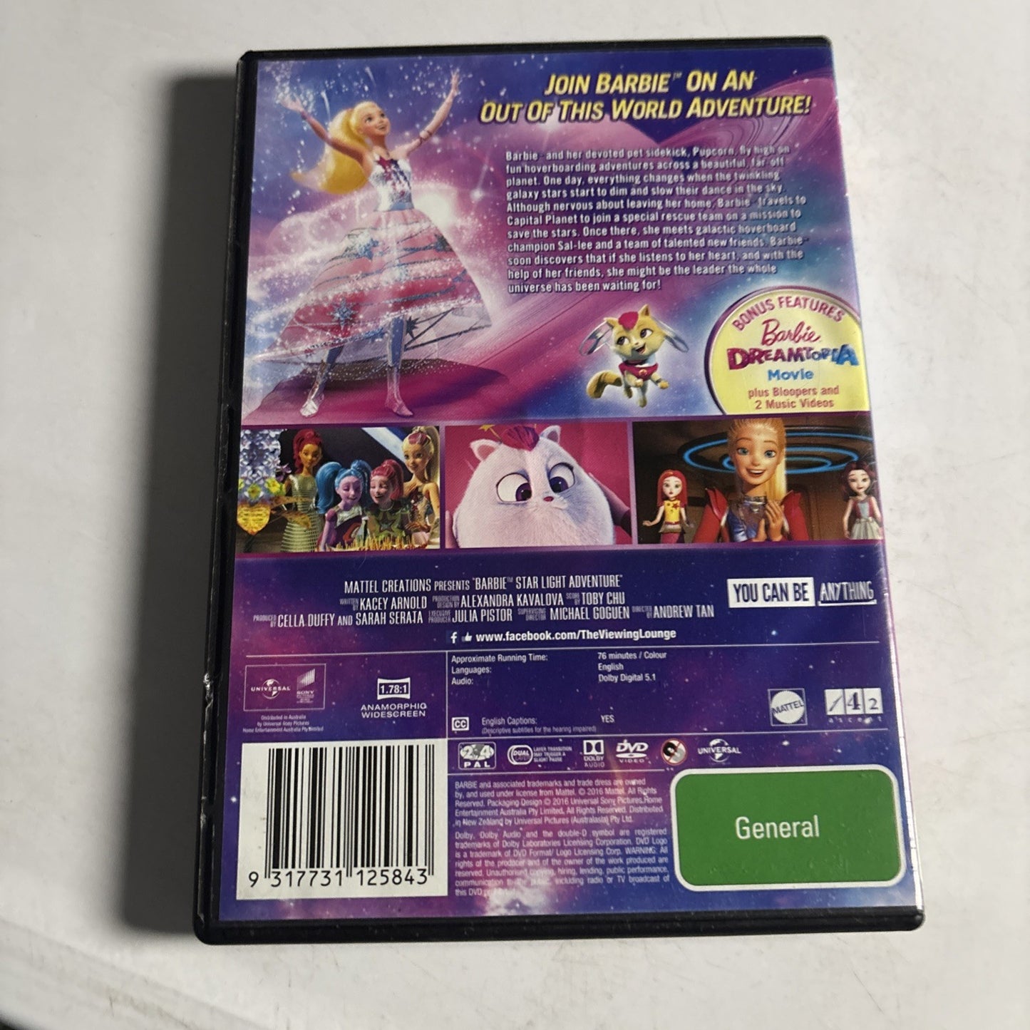 Barbie In Starlight Adventure (DVD, 2016) Animated Film Region 4 &2