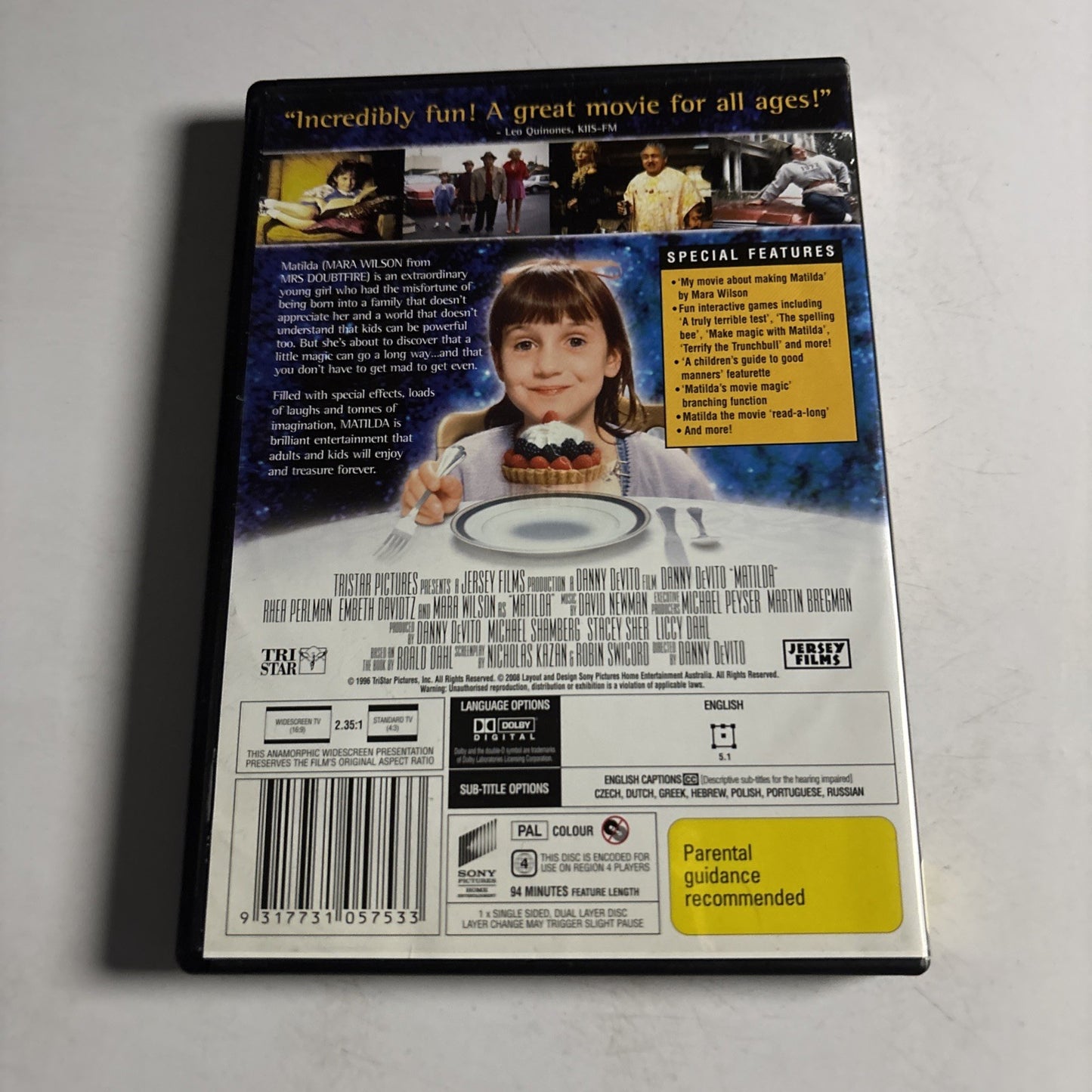 Matilda (Deluxe Edition, DVD, 1996) Mara Wilson, Danny DeVito Region 4