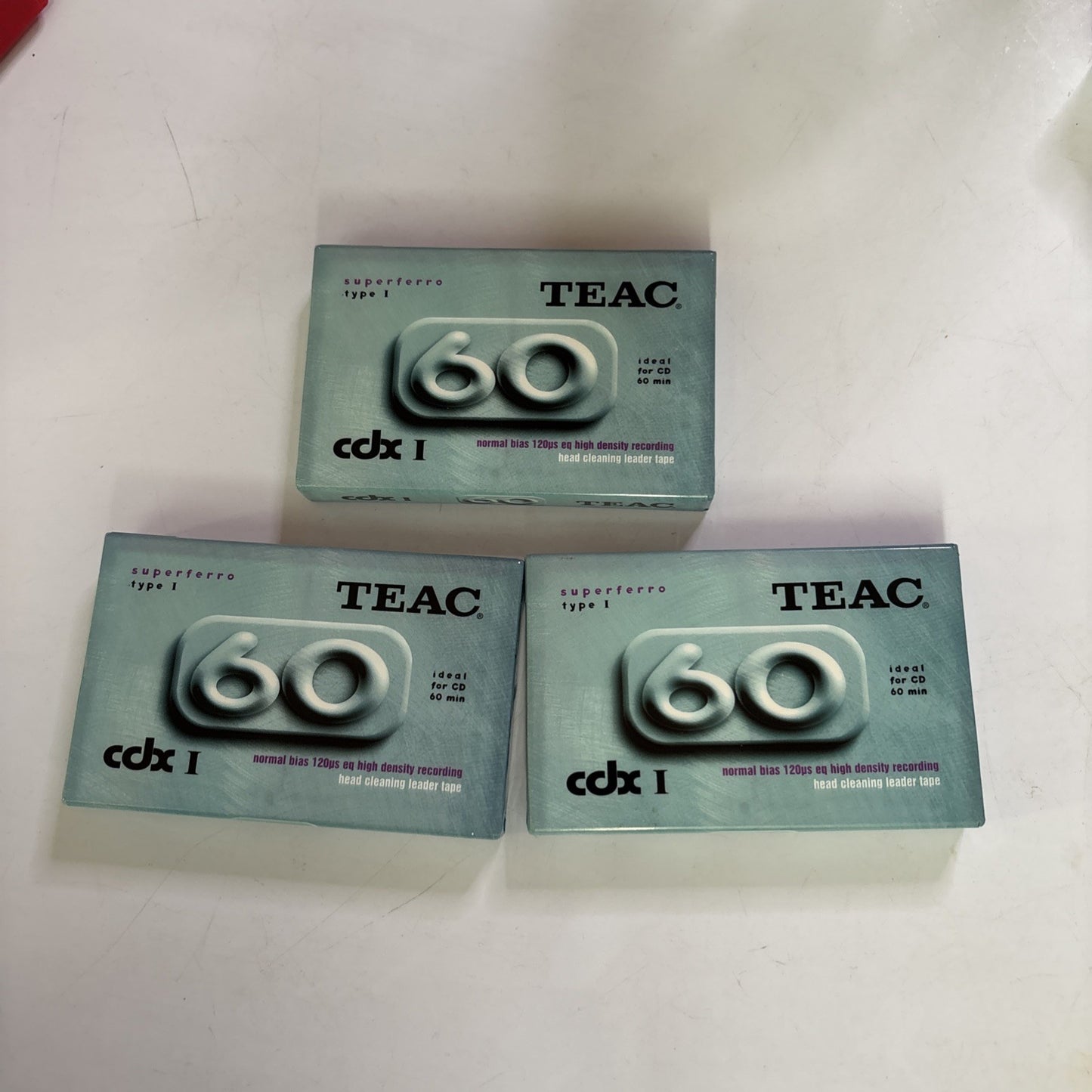 3x TEAC Audio Cassette Tapes 60Mins CDX 1 Superferro Type 1 Blank *New Sealed*