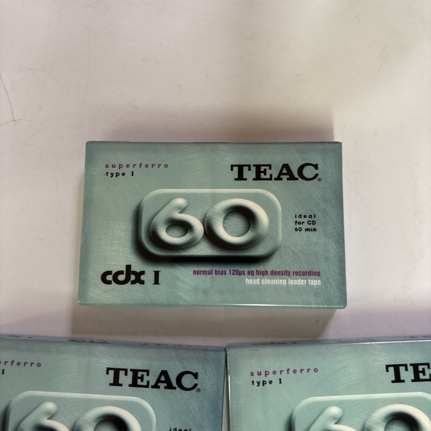 3x TEAC Audio Cassette Tapes 60Mins CDX 1 Superferro Type 1 Blank *New Sealed*