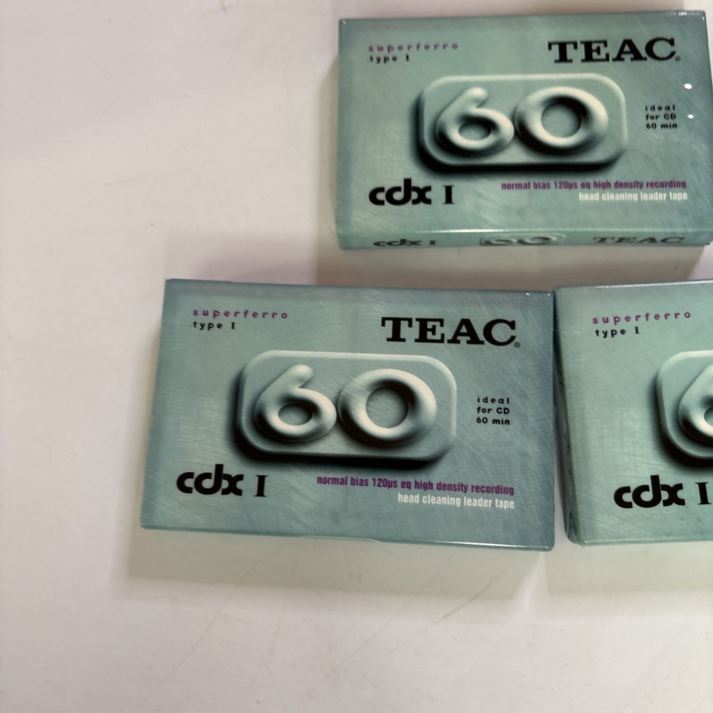 3x TEAC Audio Cassette Tapes 60Mins CDX 1 Superferro Type 1 Blank *New Sealed*