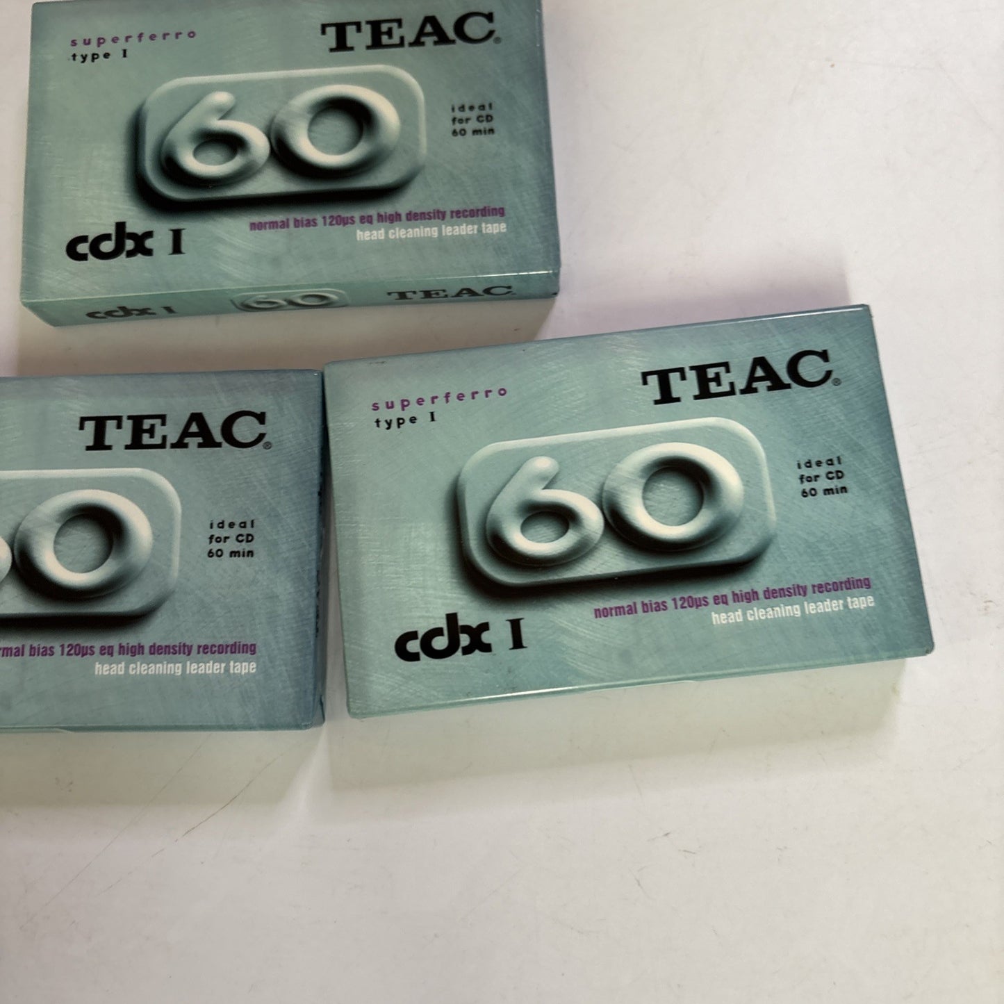 3x TEAC Audio Cassette Tapes 60Mins CDX 1 Superferro Type 1 Blank *New Sealed*