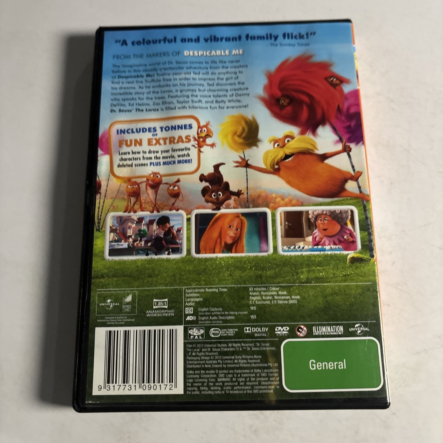 Dr. Seuss' The Lorax (DVD, 2012) Taylor Swift Region 4 &2