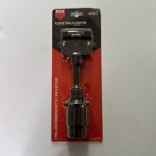 SCA Plastic Trailer Adaptor - 7 Pin Large Round Socket To 7 Pin Flat Plug