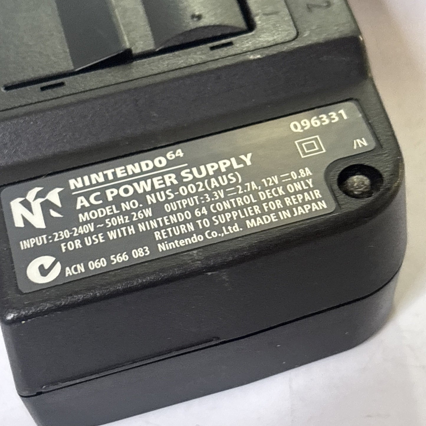 Genuine Nintendo 64 AC Power Supply For Australia PAL NUS-002(AUS)