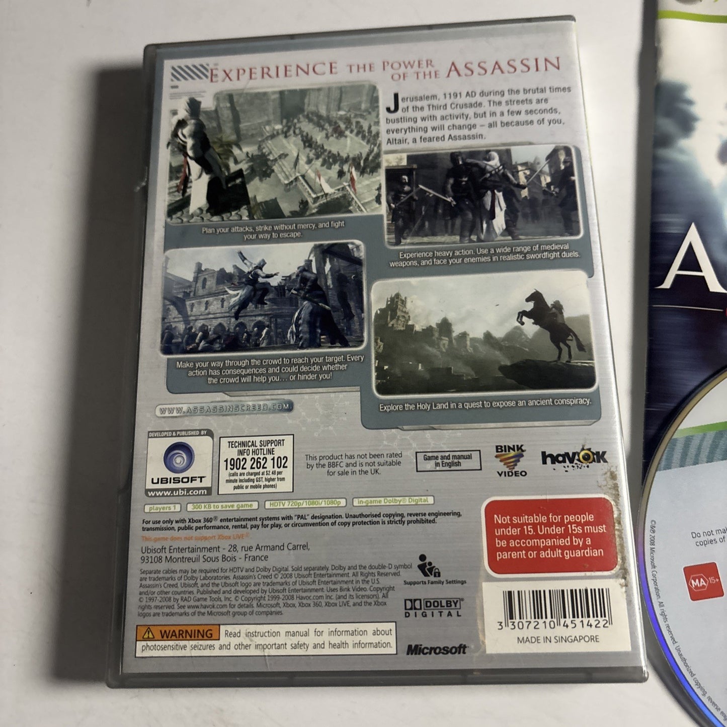 Assassins Creed Microsoft Xbox 360 Video Game Manual PAL