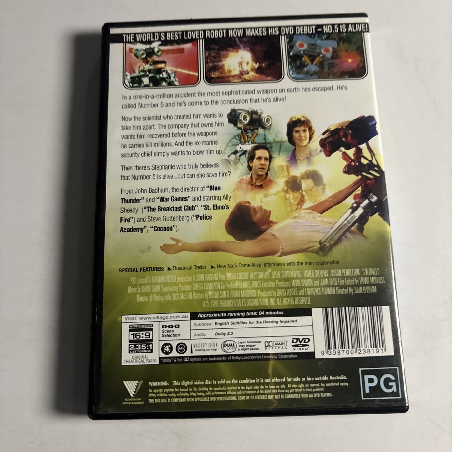 Short Circuit (DVD, 1985) Ally Sheedy, Steve Gutenberg Region 4