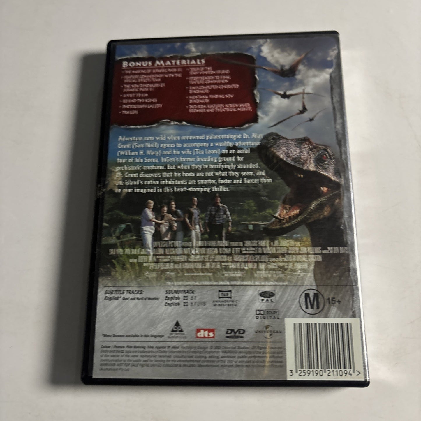 Jurassic Park III (DVD, 2001) Sam Neill, William Macy Region 4 &2