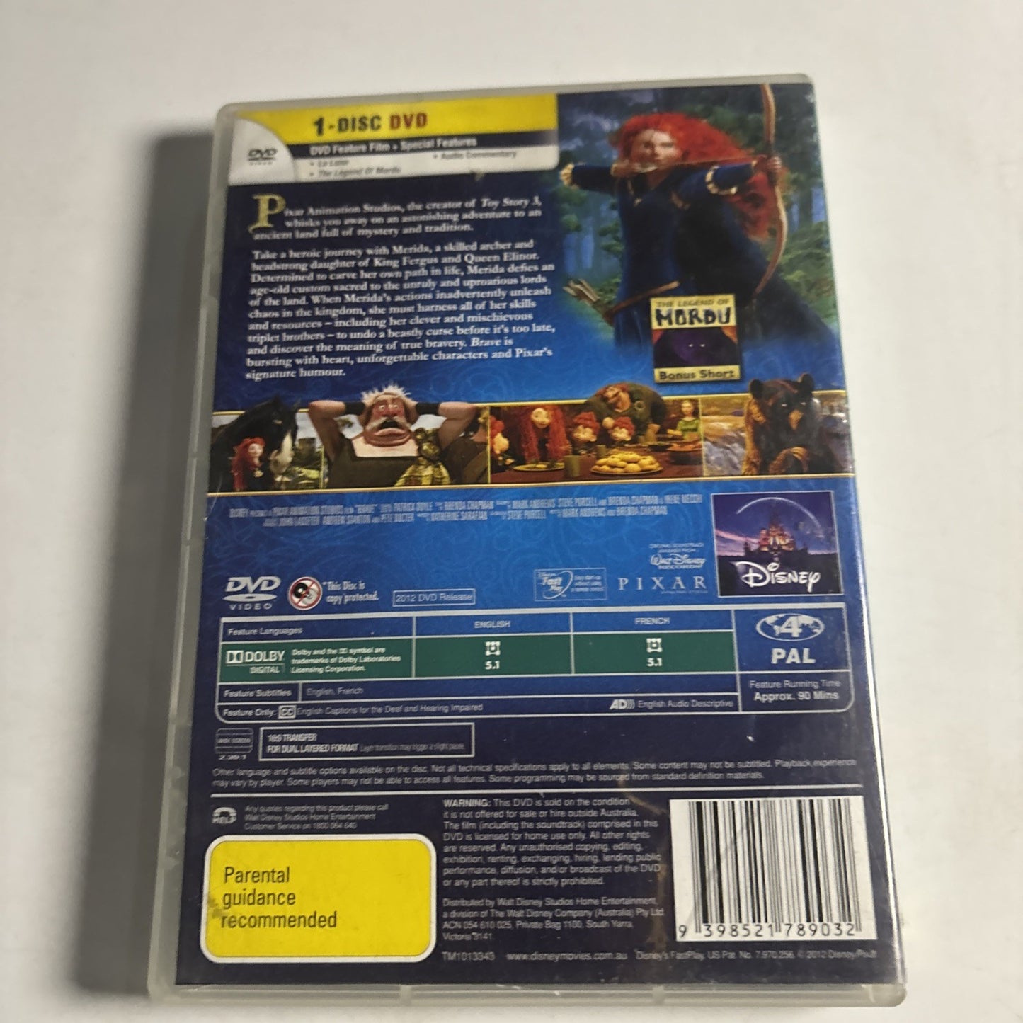 Brave (DVD, 2012) Steven Cree, Billy Connolly Disney Region 4