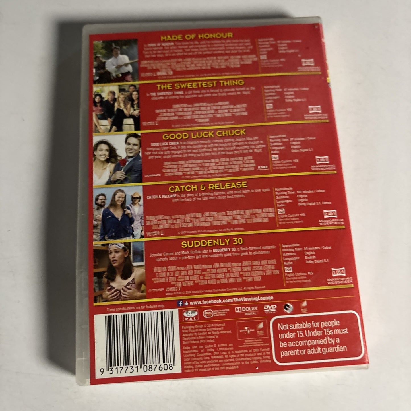 Catch & Release / Good Luck Chuck / Made Of Honour / Suddenly 30 / Sweetest DVD