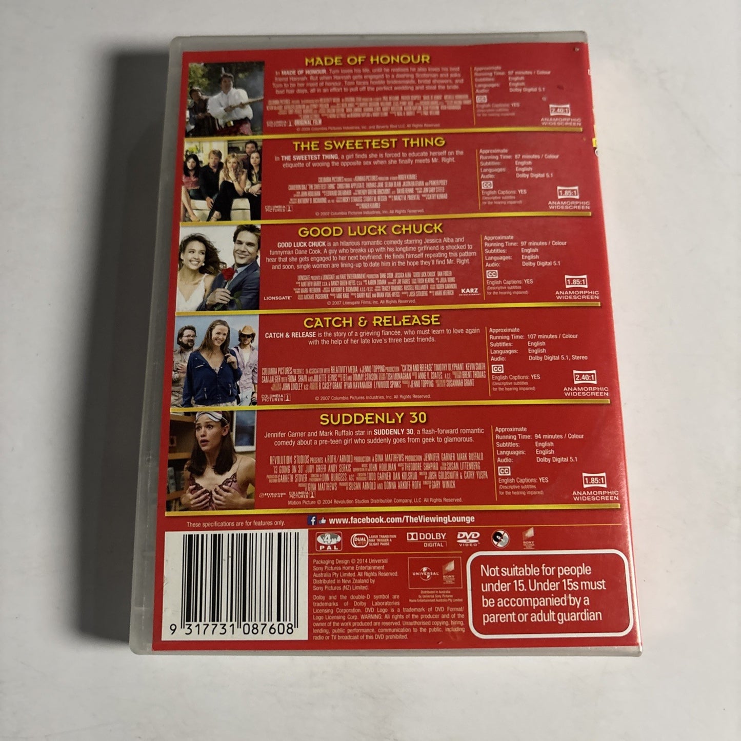 Catch & Release / Good Luck Chuck / Made Of Honour / Suddenly 30 / Sweetest DVD