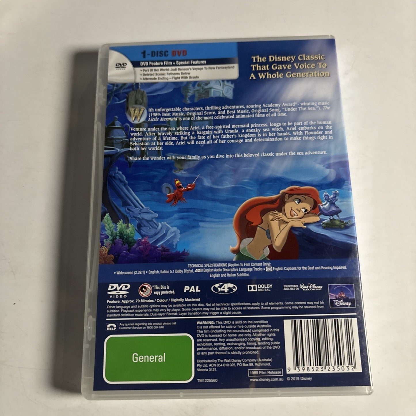 The Little Mermaid (DVD, 1989) Disney Region 4 NEW