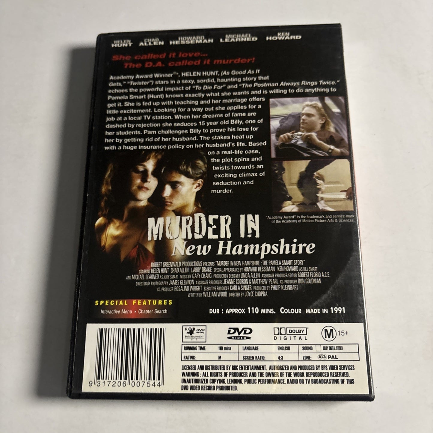 Murder In New Hampshire (DVD, 1991) Helen Hunt, Chad Allen Region All