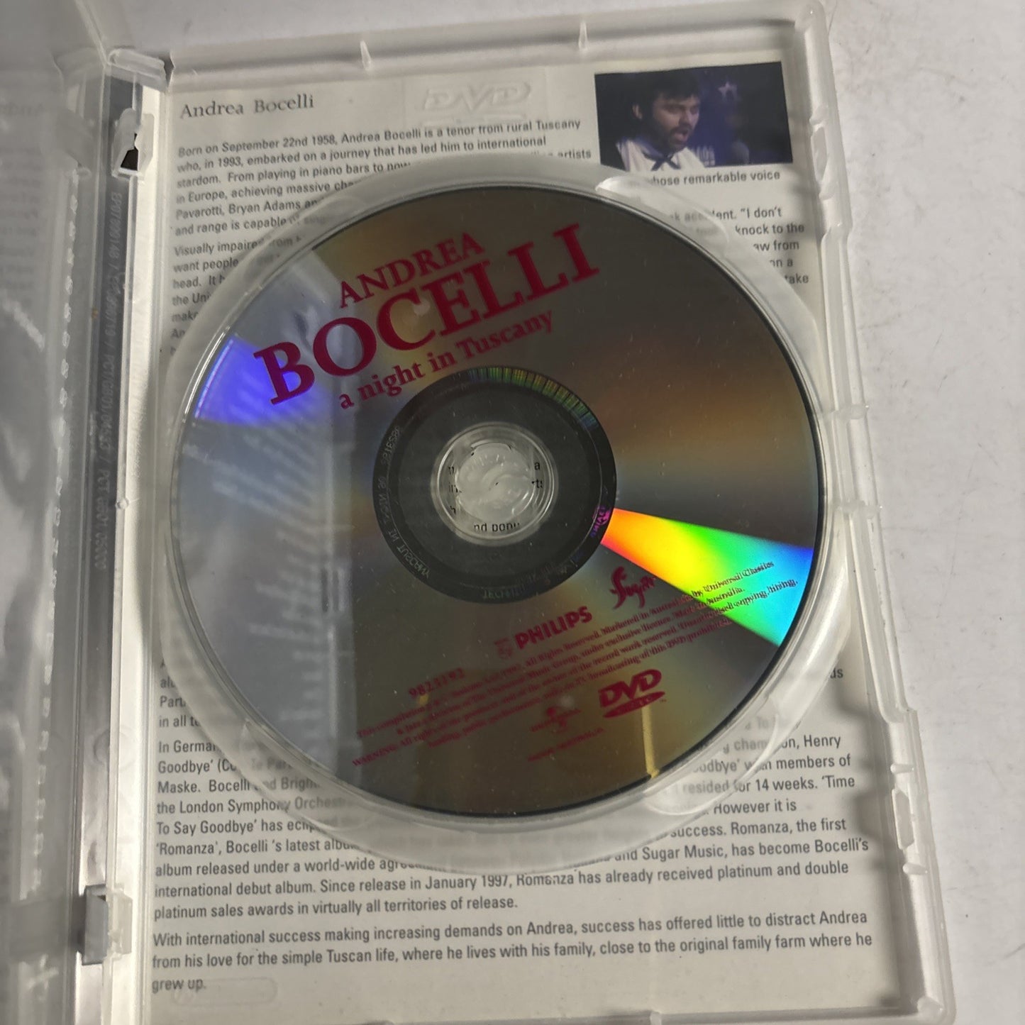 Andrea Bocelli A Night in Tuscany (DVD, 2004) Region 4