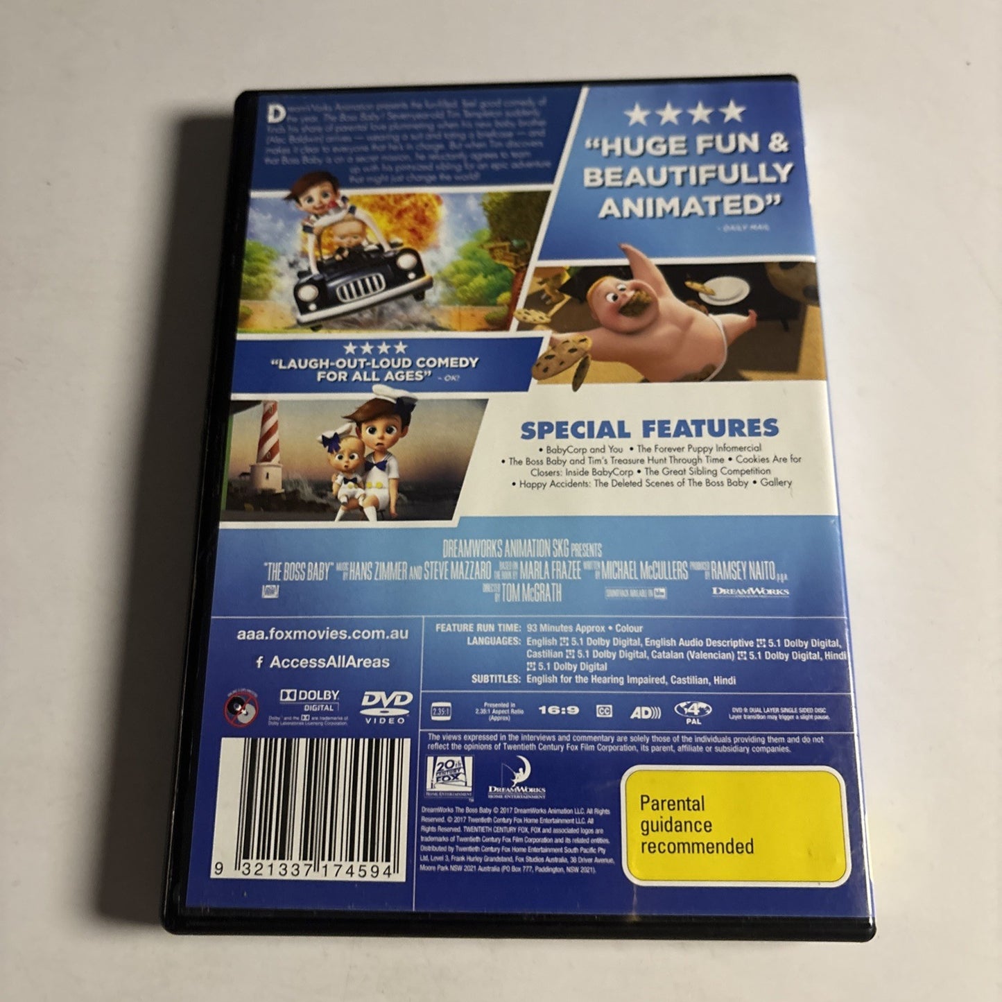 The Boss Baby (DVD, 2017) Alec Baldwin Region 4 NEW