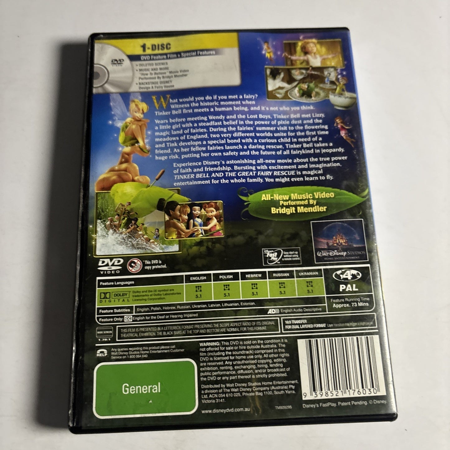 Tinker Bell and the Great Fairy Rescue (DVD, 2010) Region 4