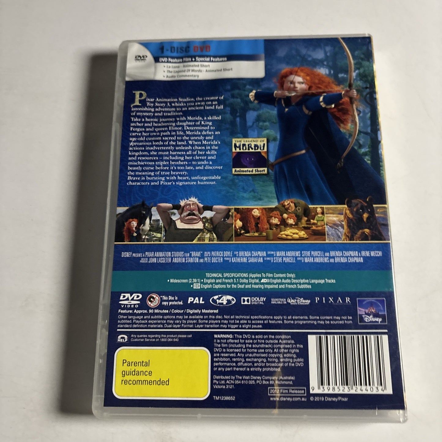 Brave (DVD, 2012) Disney Region 4