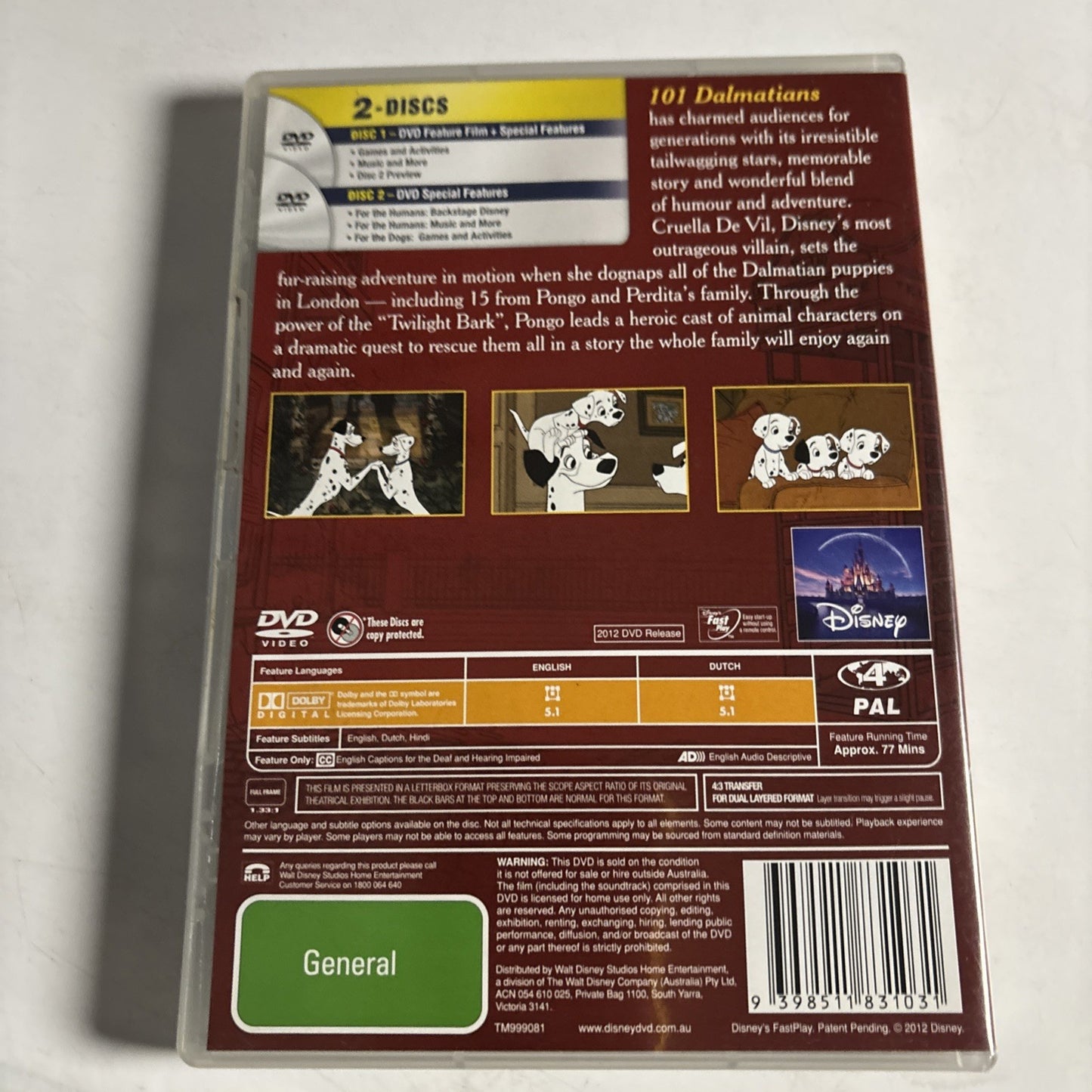 101 Dalmatians (DVD, 1961) Disney Region 4