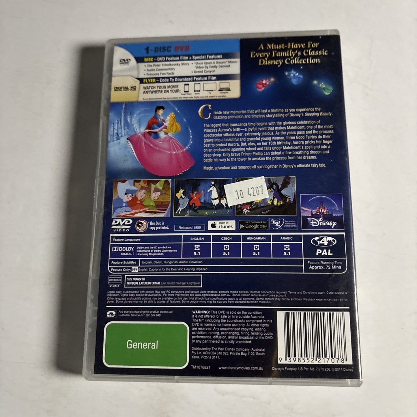 Sleeping Beauty (DVD, 1959) Disney Region 4