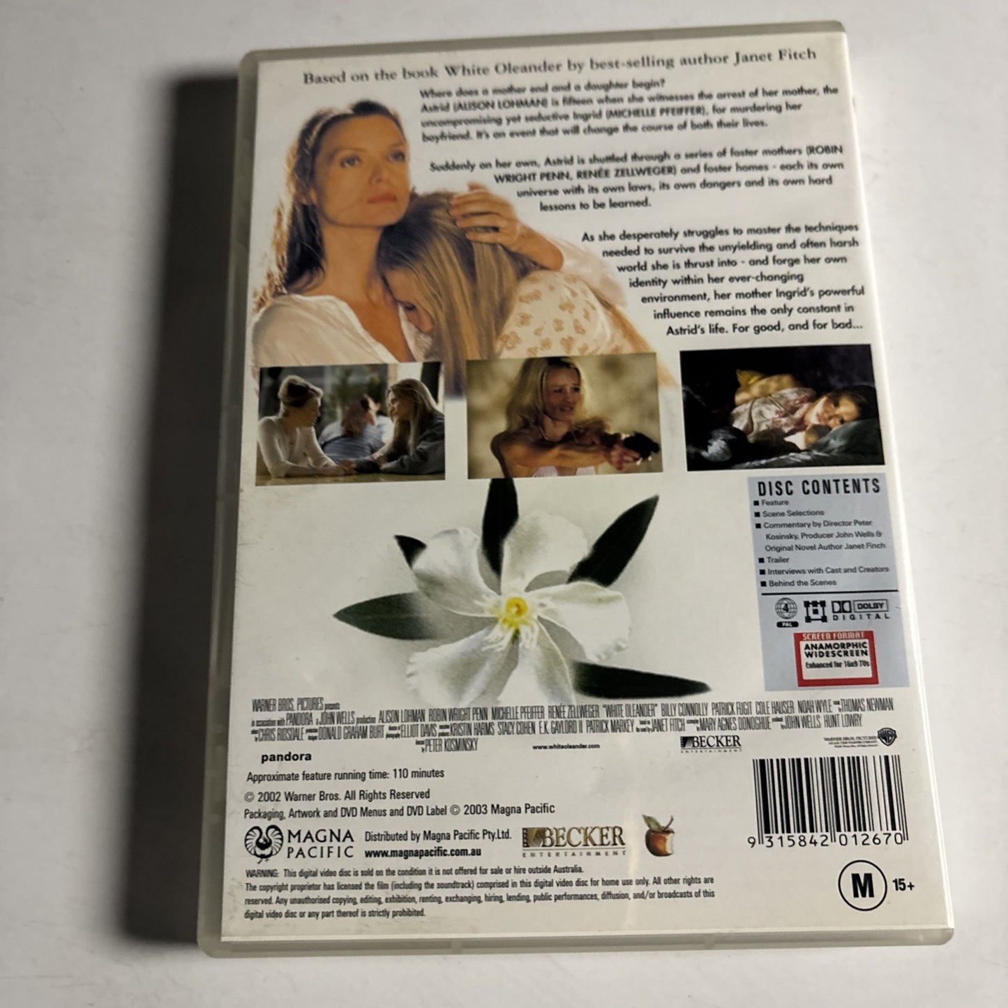 White Oleander (DVD, 2002) Michelle Pfeiffer, Renee Zellweger Region 4