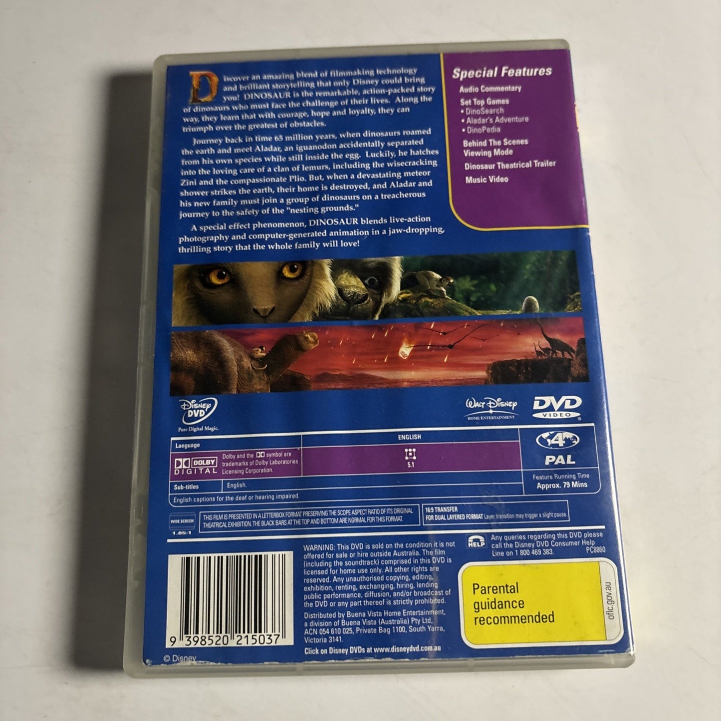 Dinosaur (DVD, 2000) Samuel E. Wright, Hayden Panettiere, Disney Region 4