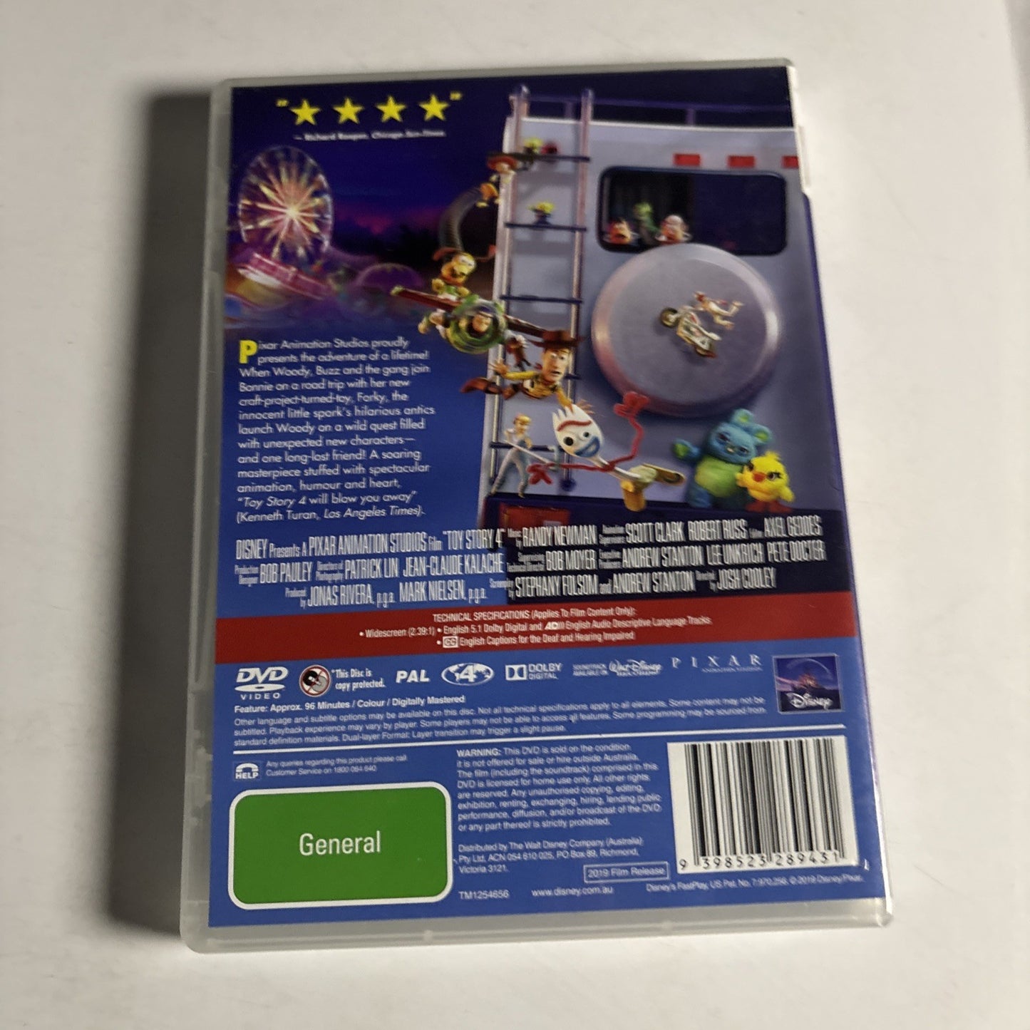 Toy Story 4 (DVD, 2019) Tom Hanks, Joan Cusack, Lori Alan, Tim Allen Region 4
