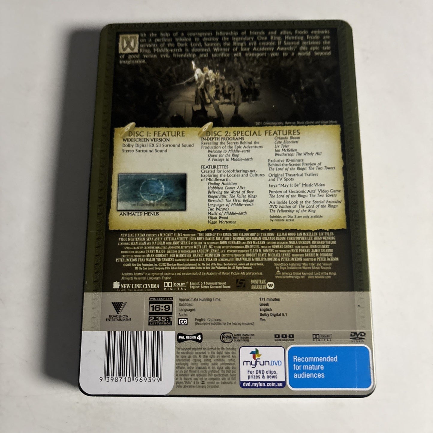 The Lord of the Rings : The Fellowship of the Ring DVD STEELBOOK 2-Discs Region4