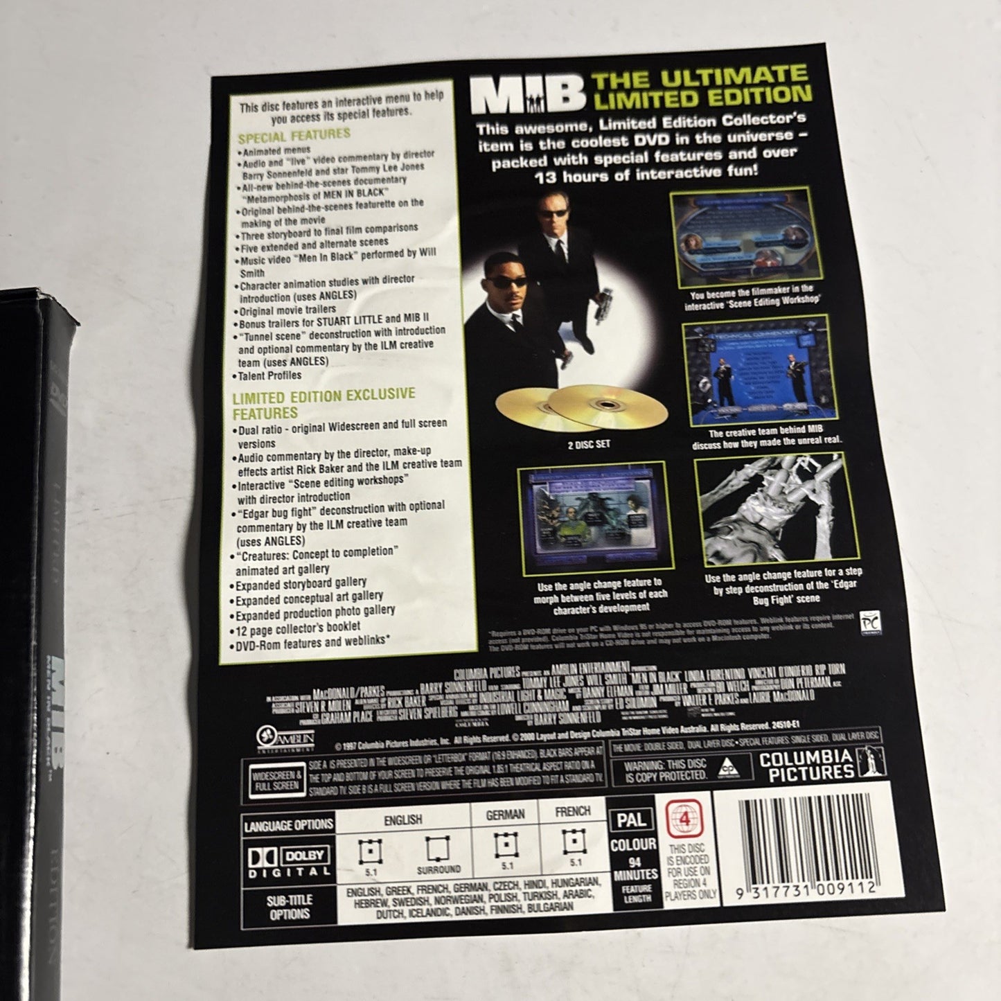 Men In Black - Limited Edition (DVD, 2000) Will Smith Region 4