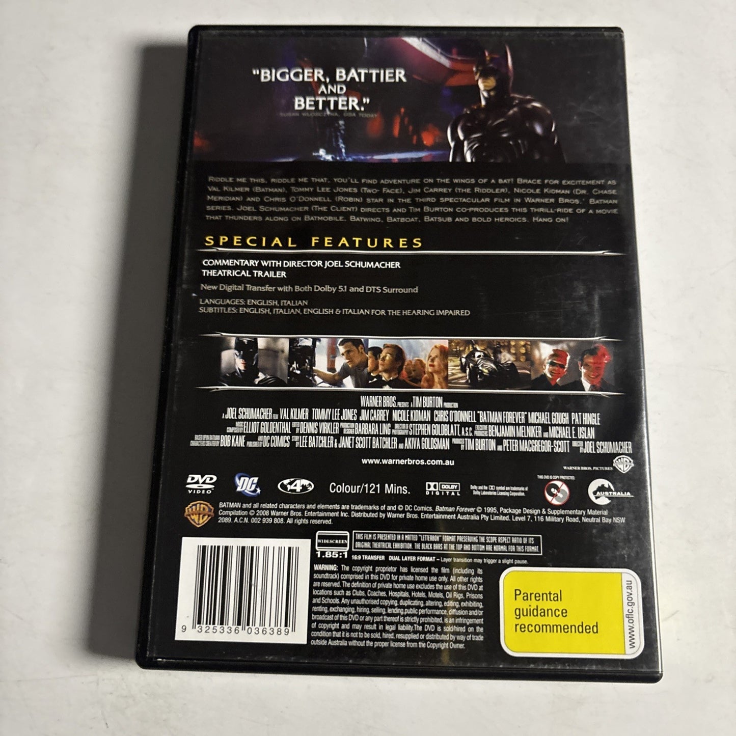 Batman Forever (Special Edition, DVD, 1995) Val Kilmer, Jim Carrey Region 4