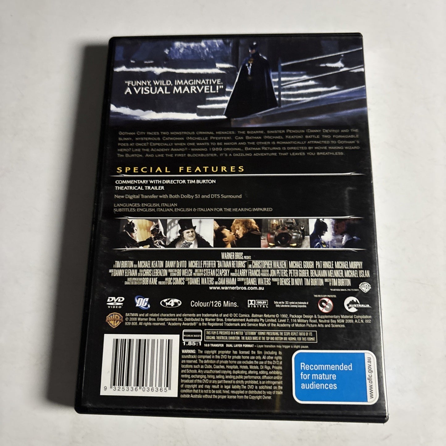 Batman Returns (Special Edition, DVD, 1992) Michael Keaton, Danny DeVito Region4