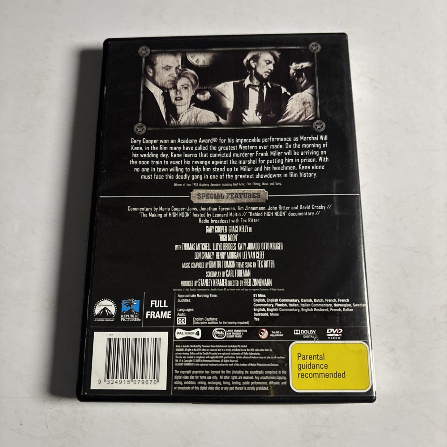 High Noon (Special Edition, DVD, 1952) Gary Cooper, Grace Kelly Region 4