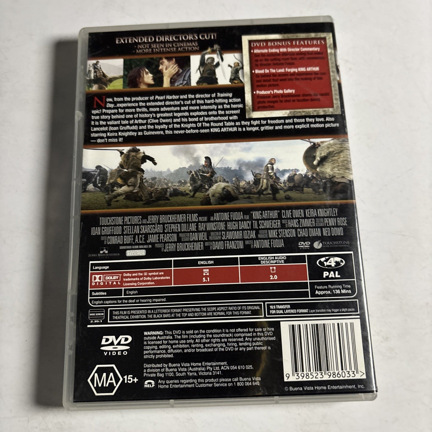 King Arthur (The Director's Cut, DVD, 2004) Keira Knightley Region 4