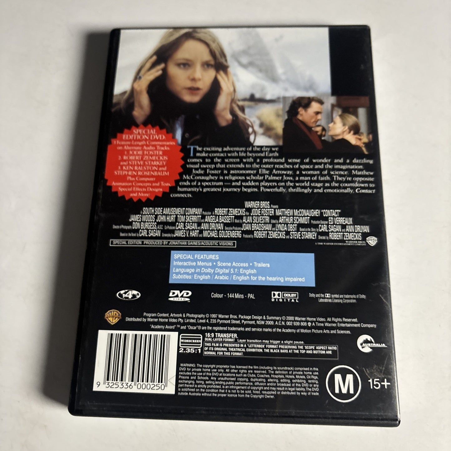 Contact - Special Edition (DVD, 1997) Jodie Foster, Mathew McConaughey Region 4