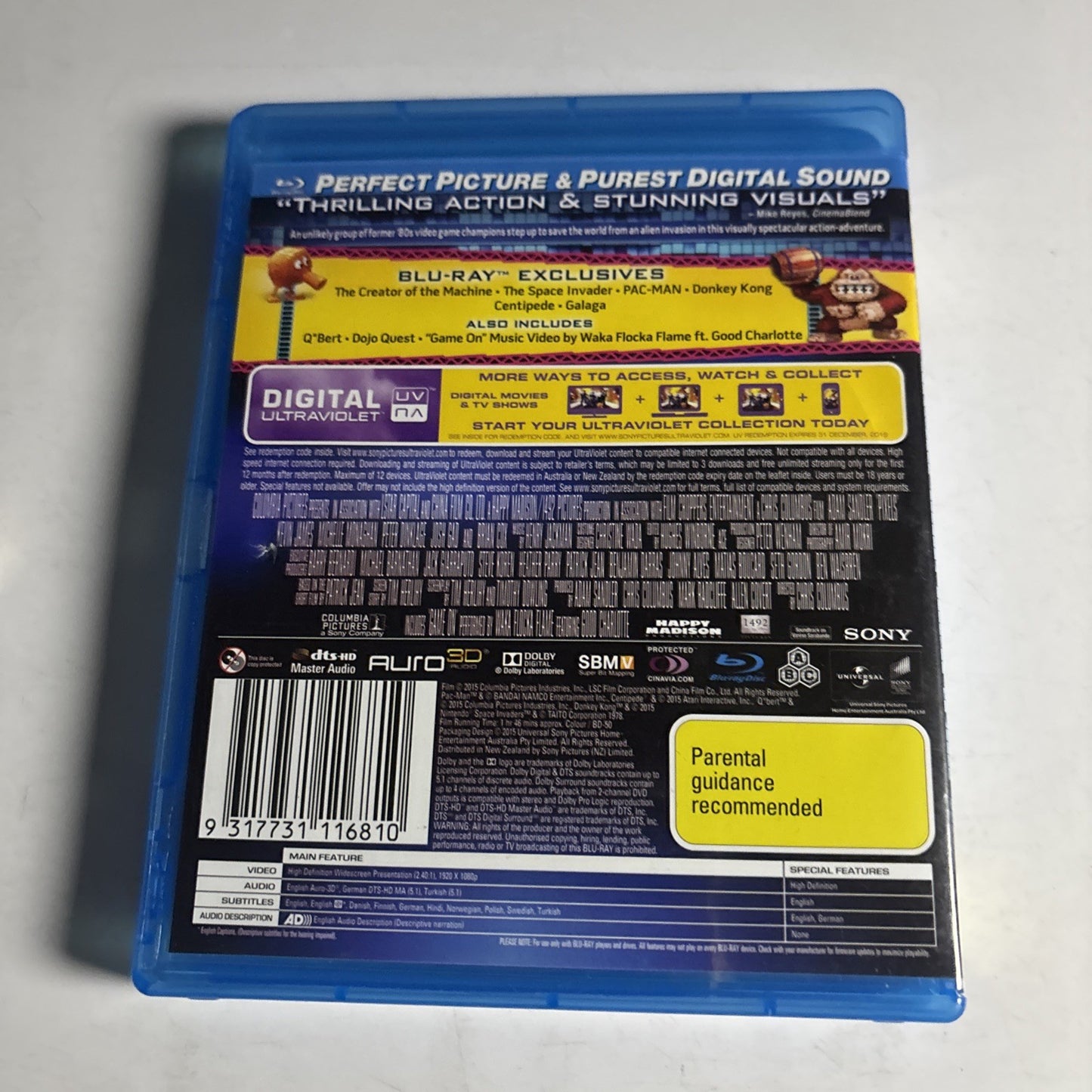 Pixels (Blu-ray, 2015) Adam Sandler, Kevin James All Regions