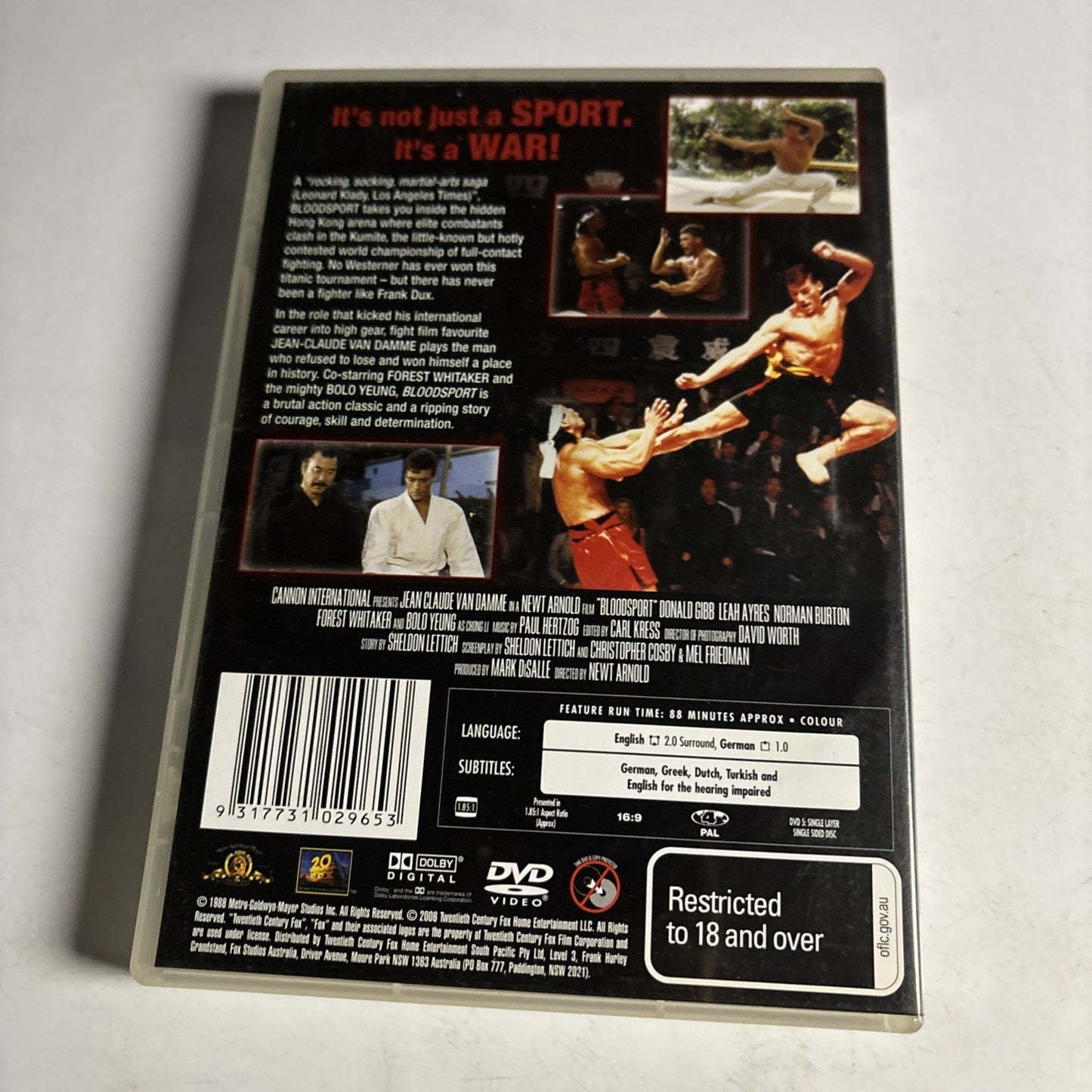 Bloodsport (DVD, 1987) Jean-Claude Van Damme Region 4