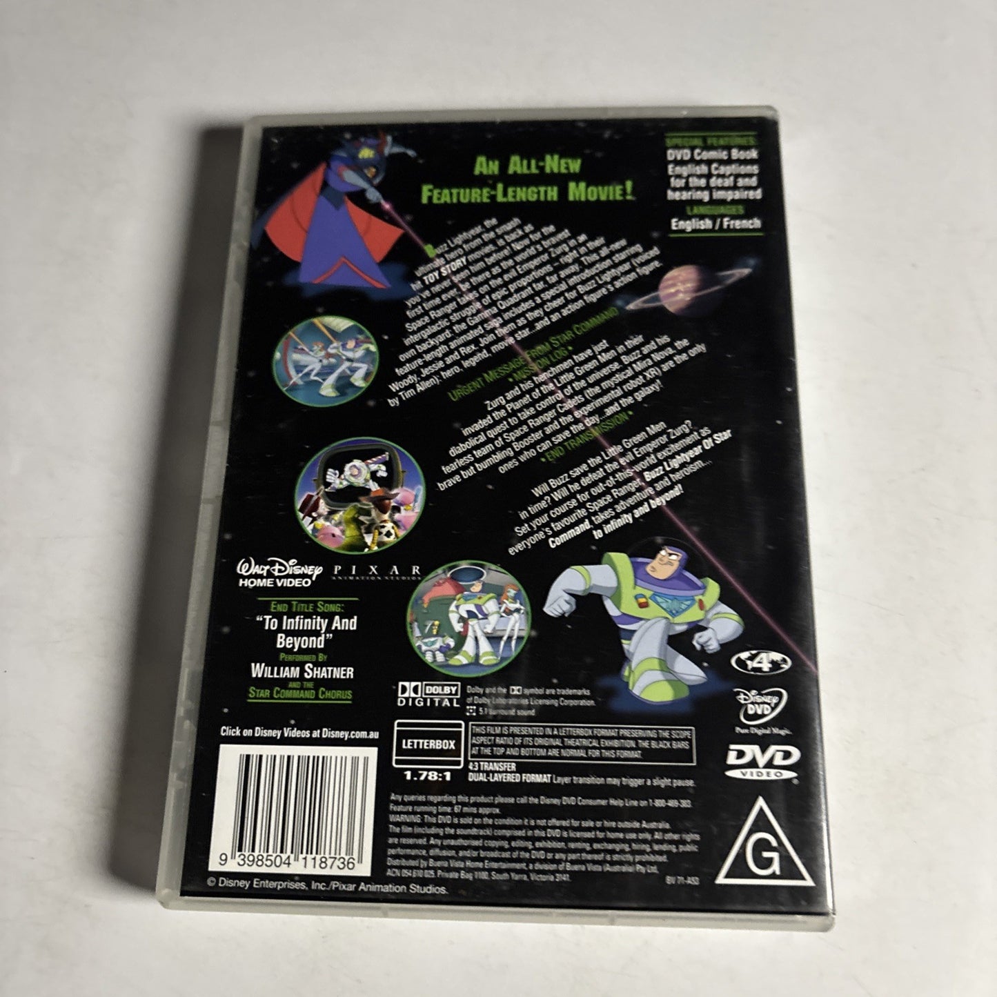 Buzz Lightyear of Star Command (DVD, 2000) Tim Allen Region 4