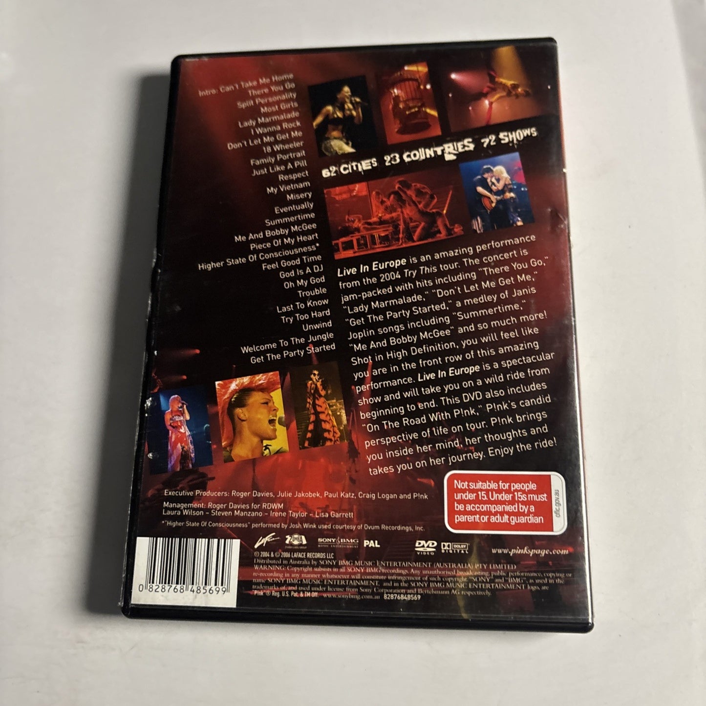 P!Nk - Live in Europe: from the 2004 Try this Tour (DVD, 2006) All Regions