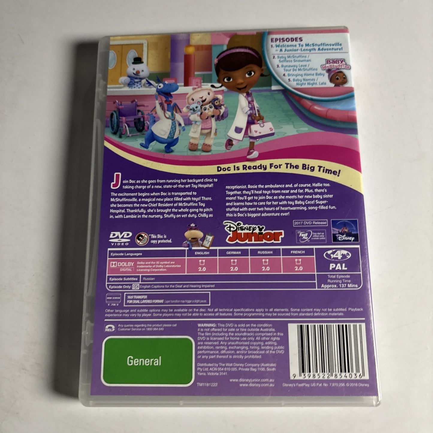 Doc McStuffins - Toy Hospital (DVD, 2016) Region 4