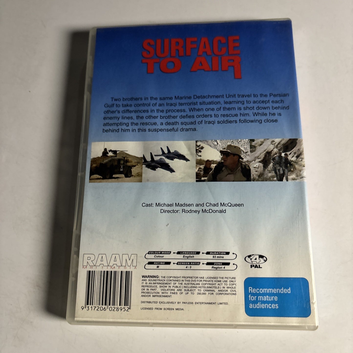 Surface to Air (DVD, 1998) Michael Madsen, Chad McQueen Region 4
