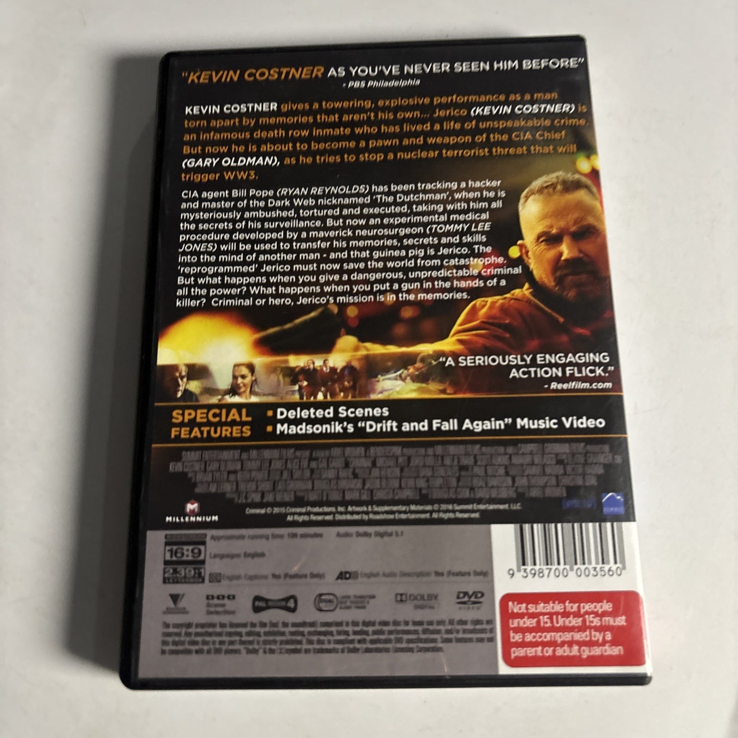 Criminal (DVD, 2016) Kevin Costner, Gal Gadot, Gary Oldman Region 4