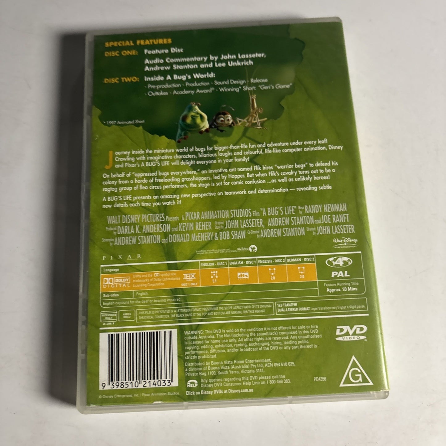 A Bug's Life (Collector's Edition, DVD, 1998) Region 4