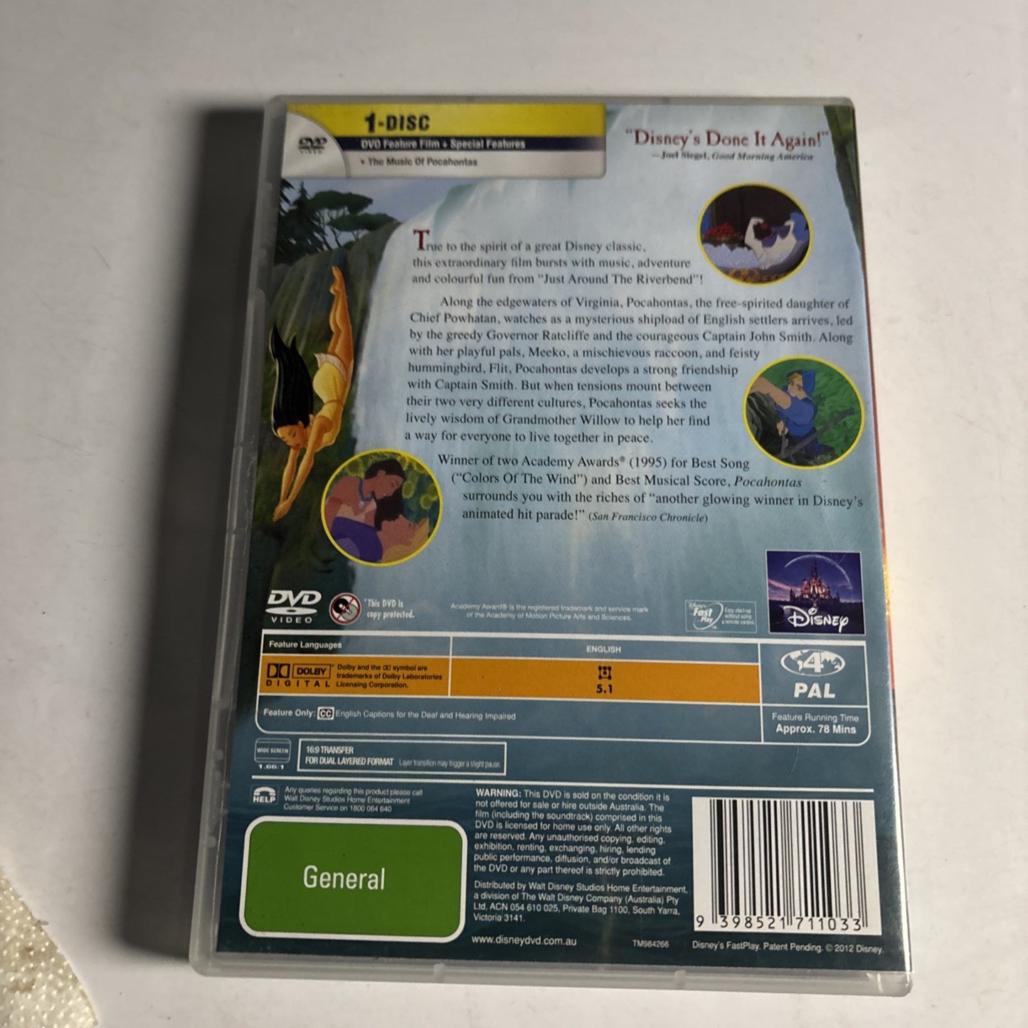 Pocahontas (Special Edition, DVD, 1995) Disney Region 4
