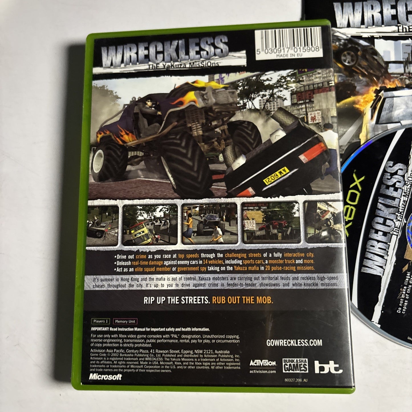 Wreckless The Yakuza Missions Microsoft XBOX Original  PAL Manual