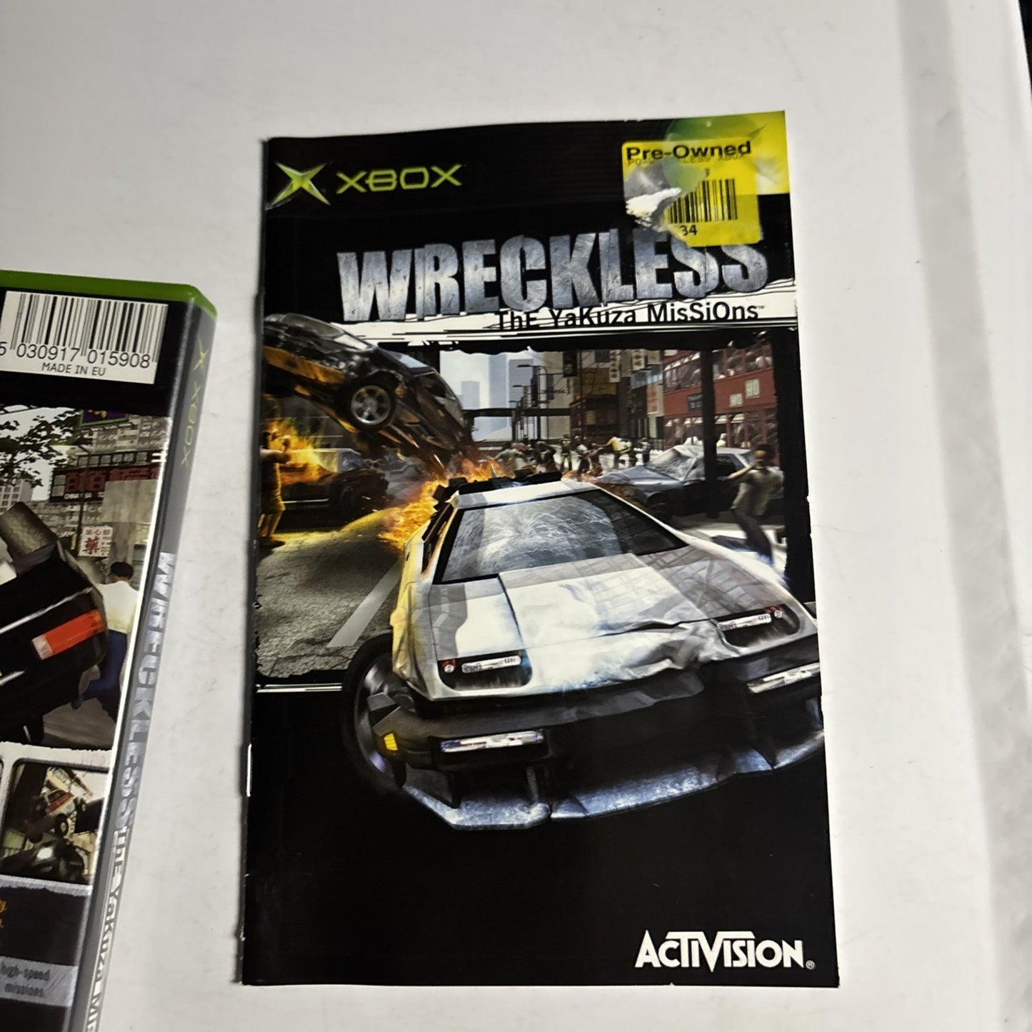 Wreckless The Yakuza Missions Microsoft XBOX Original  PAL Manual