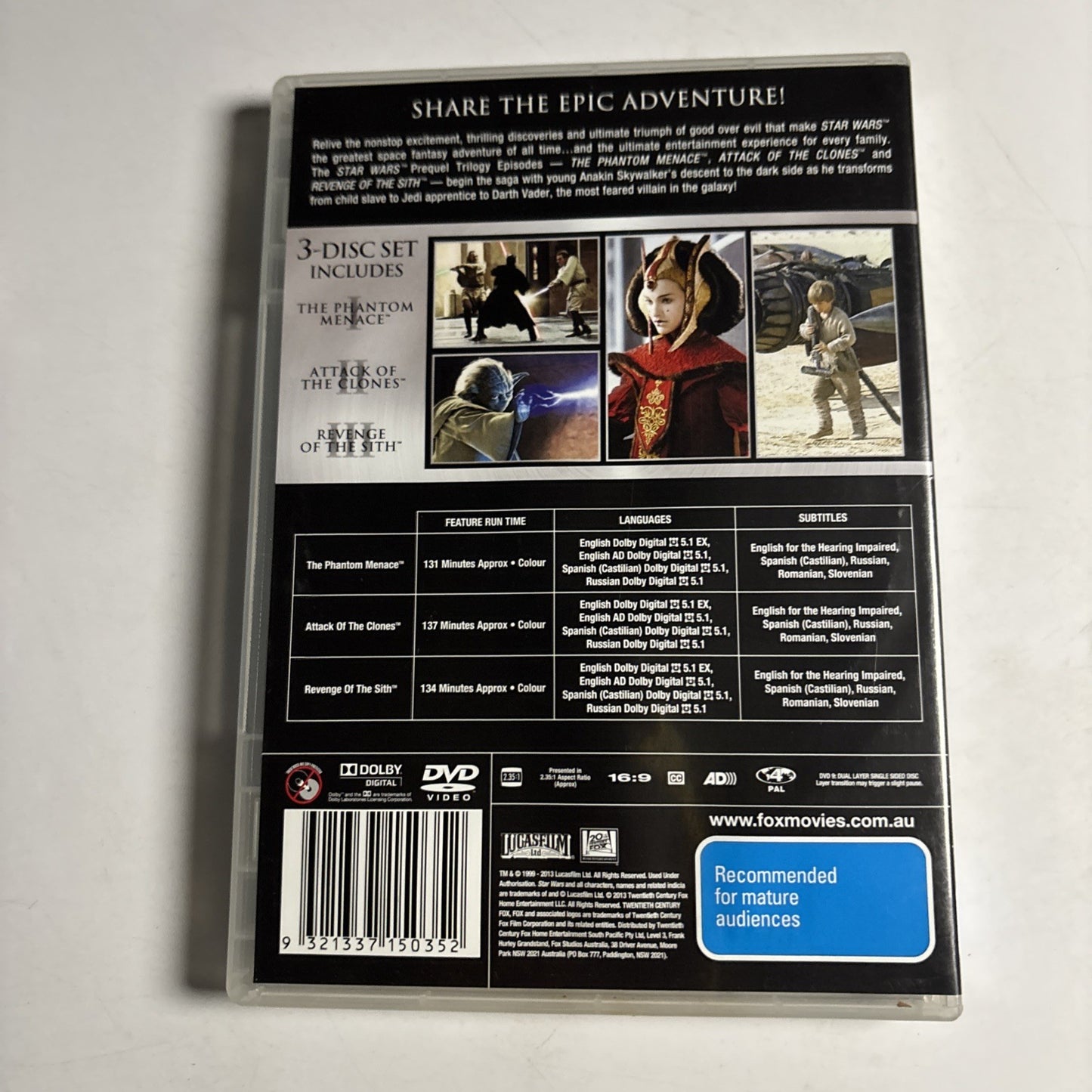 Star Wars: The Phantom Menace / Attack of the Clones / Revenge of The Sith DVD